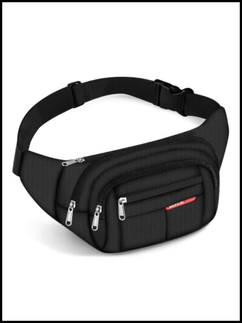 Water-Resistant 1000D Polyester Fanny Pack 4-Zipper Crossbody Sling Bag for
